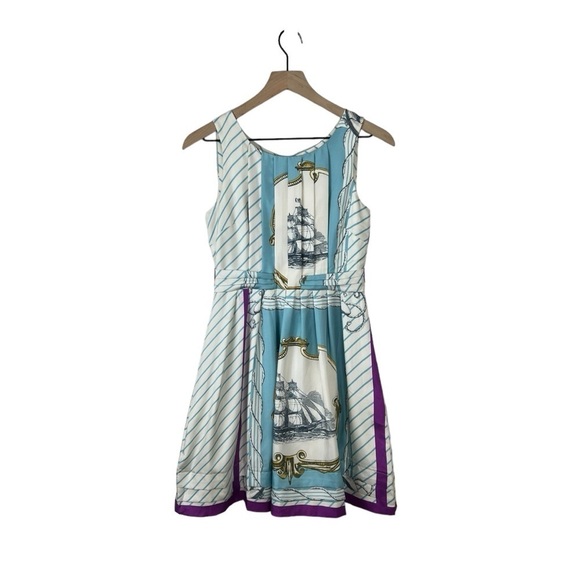 Anthropologie Leifsdottir Nautical Print Silk Dress - Picture 1 of 4